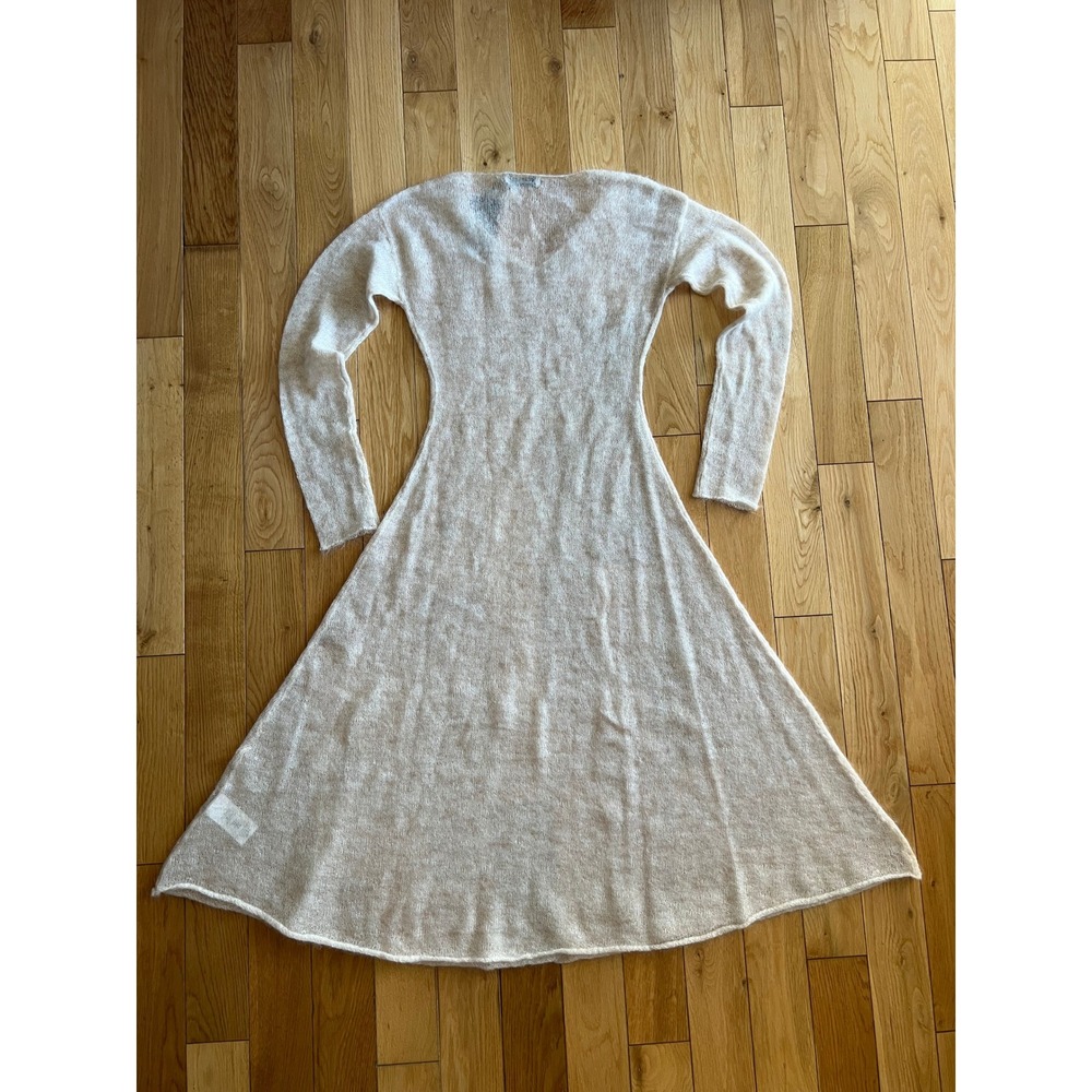 NEW Gentle Herd Sheer Overlay Mohair Wool Long Sleeve A Line Knit Midi Dress L - Picture 9 of 9